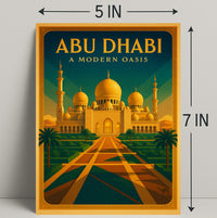 Abu Dhabi Oasis Elegance Vintage Travel Poster