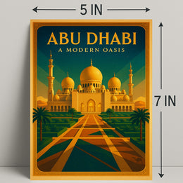 Abu Dhabi Oasis Elegance Vintage Travel Poster