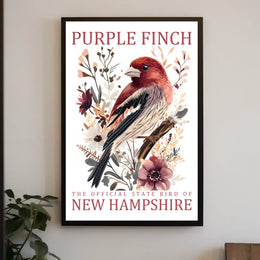 Purple Finch State Bird Art Poster Print