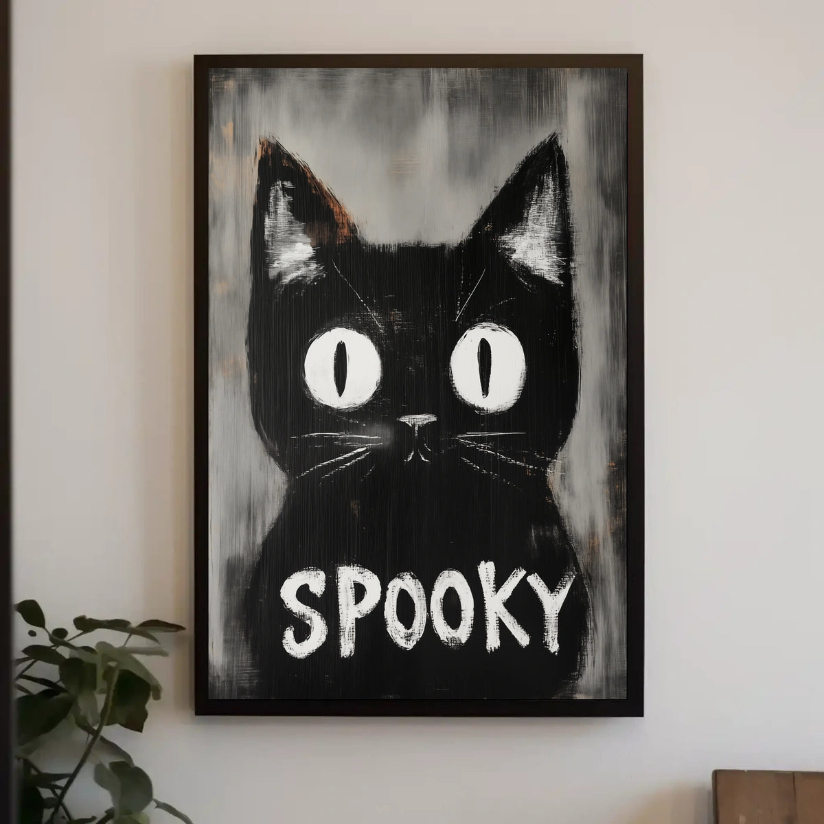 Stylized Black Cat Minimalist Spooky Eerie Poster