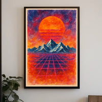 Futuristic Retro Landscape Art: Abstract or Artistic Poster