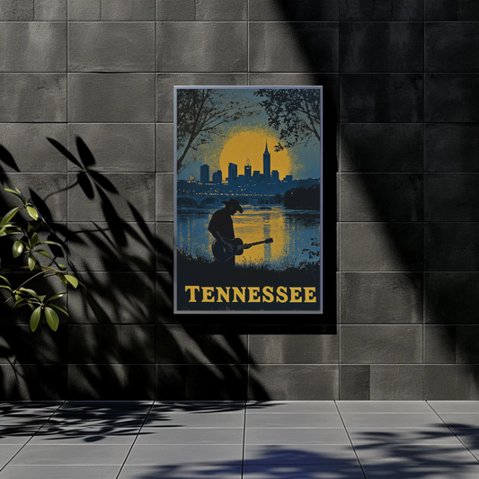 Tennessee Vintage Poster - Music and Cityscape