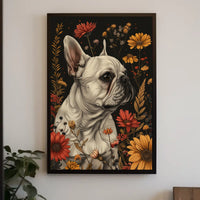 Floral Bulldog Portrait Poster