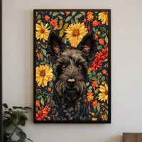 Floral Canine Portrait Wall Art Print