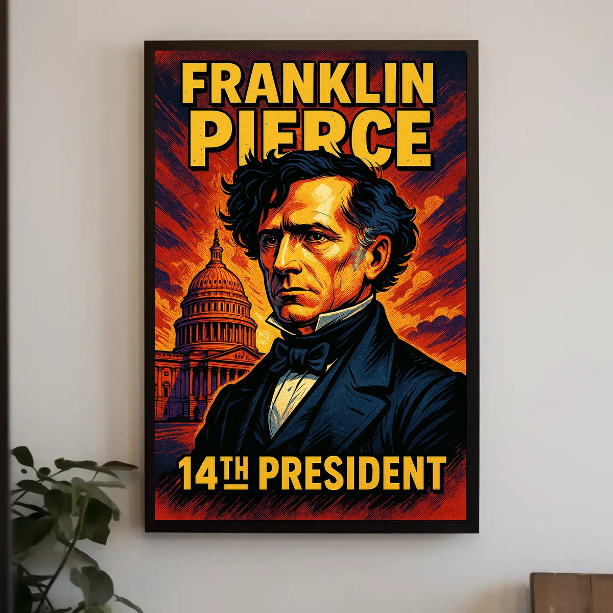 Franklin Pierce 14th President Poster Vintage Wall Art