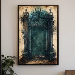 Mysterious Gothic Gate Poster in Abstract Artistic Style