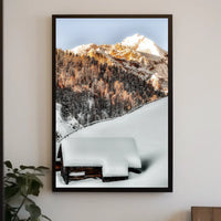 Winter Serenity Cabin in Snowy Alps National Park Poster
