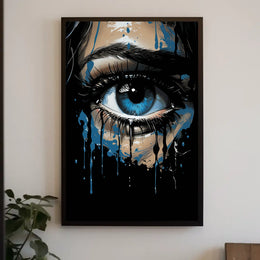 Mystical Blue Eye Dripping Paint Art Poster