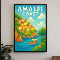 Amalfi Coast Poster Wall Art for Coastal Home Decor