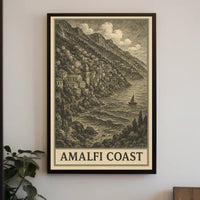 Amalfi Coast Poster Coastal Wall Art for Living Rooms