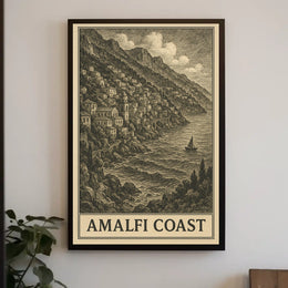 Amalfi Coast Poster Coastal Wall Art for Living Rooms