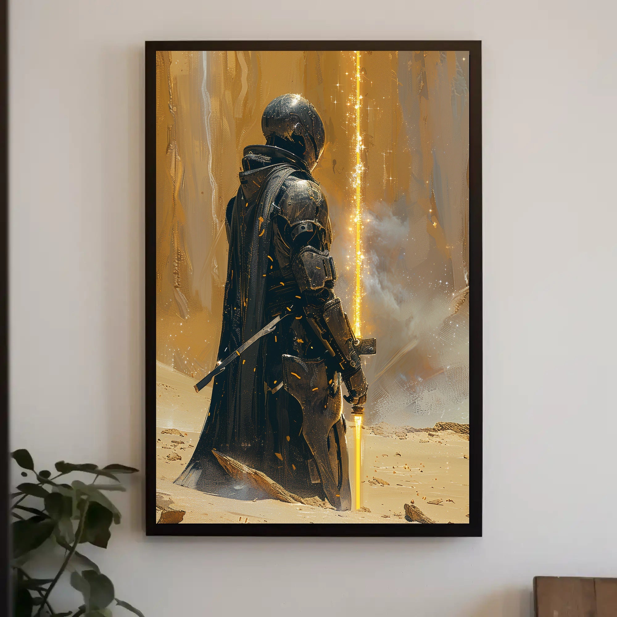 Futuristic Hero Wields Power: Sci-Fi Poster PosterGoat
