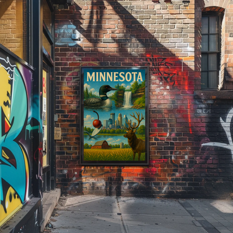 Minnesota Diversity Landmarks Culture Heritage Travel Poster