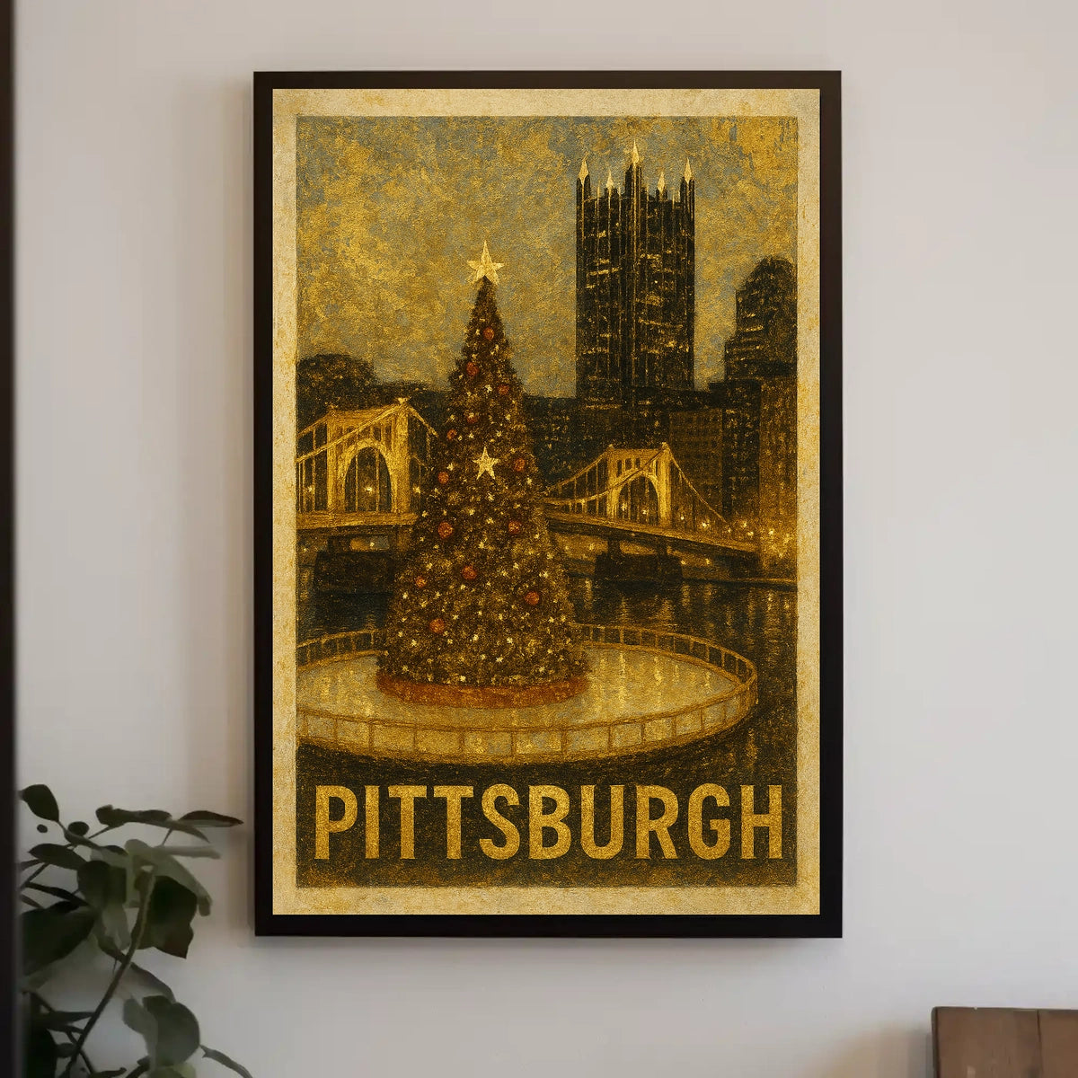 Pittsburgh Holiday Scene Poster