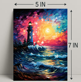 Lighthouse At Sunset Poster