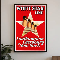 White Star Line Ocean Liner Poster Vintage Wall Art