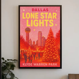 Dallas Lone Star Lights Skyline Poster