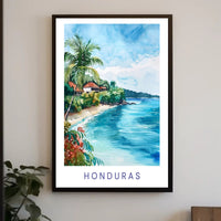 Serene Honduran Coastal Landscape Travel Poster PosterGoat