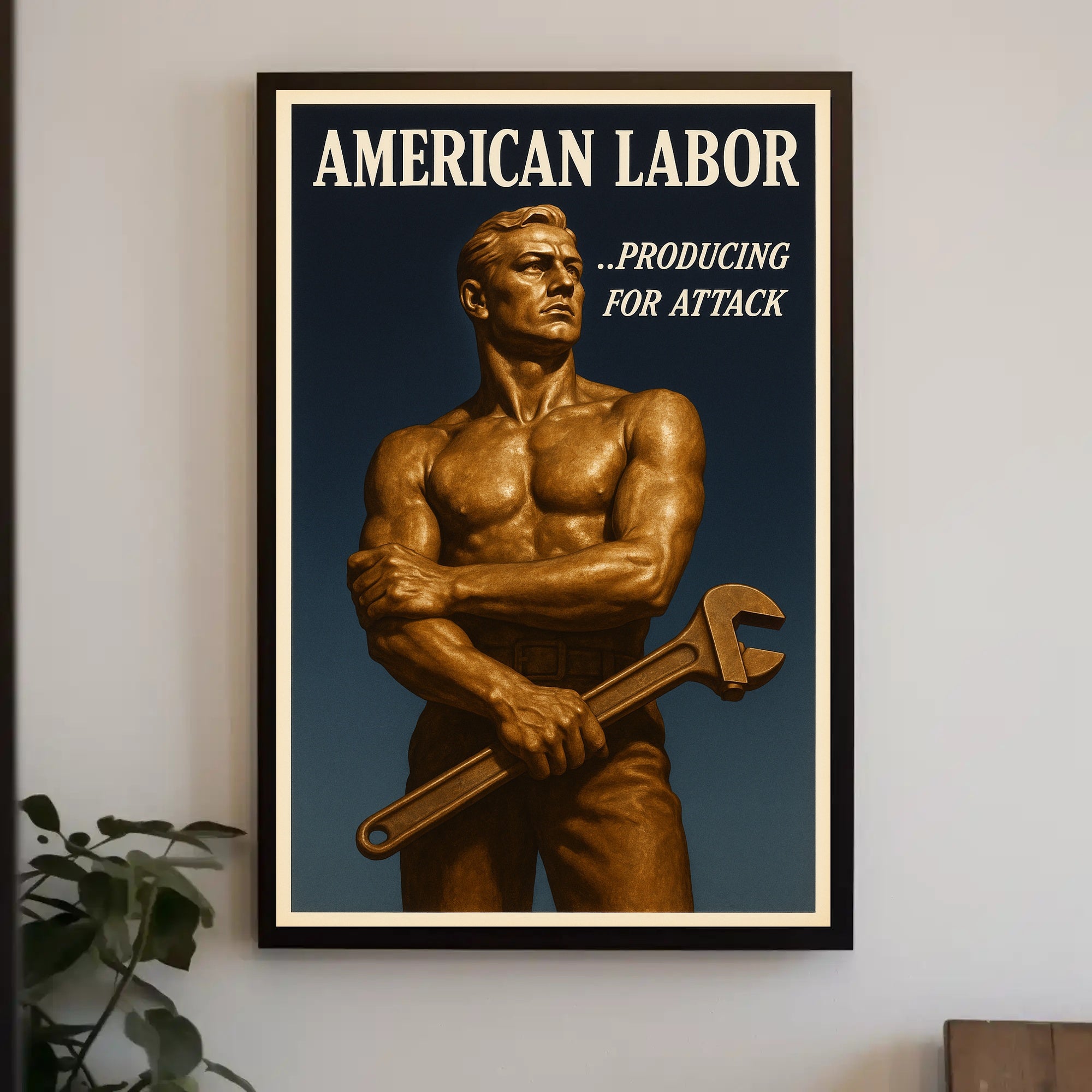 American Labor Strength in Wartime WWII Poster