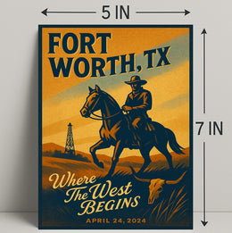 Fort Worth, TX Where the West Begins Poster PosterGoat