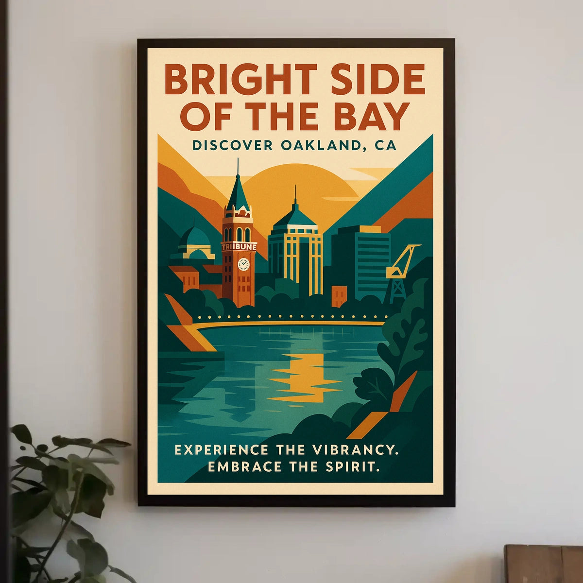 Oakland Cityscape Vintage Travel Poster Art Print