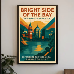 Oakland Cityscape Vintage Travel Poster Art Print