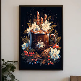 Cozy Holiday Beverage Art Print - Abstract or Artistic Poster