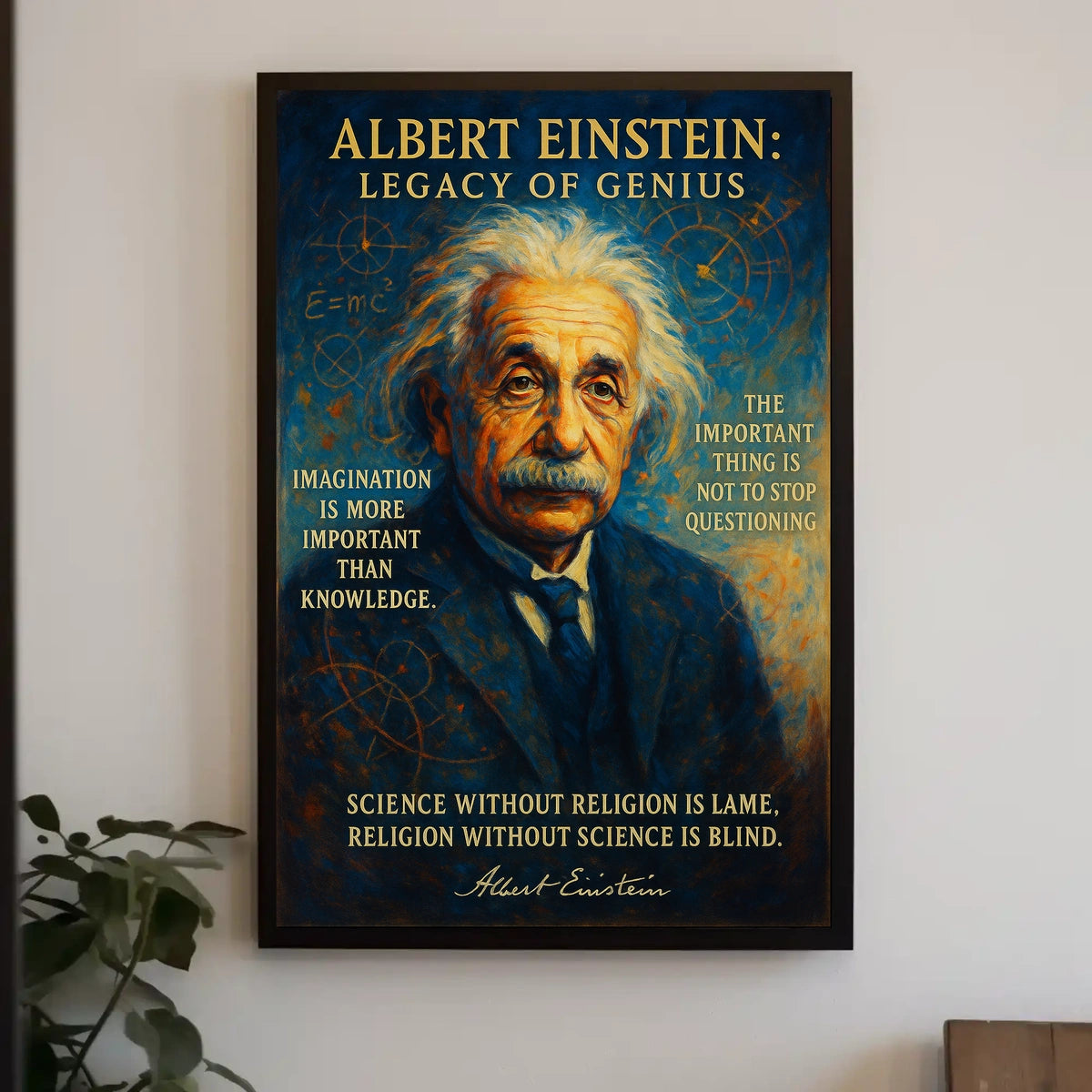 Albert Einstein Inspirational Vintage Art Poster Print