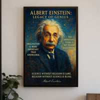 Albert Einstein Inspirational Vintage Art Poster Print