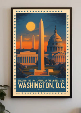 Washington D.C. Landmarks Vintage Travel Poster
