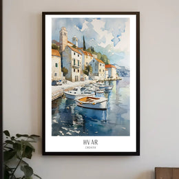 Scenic Harbor View of Hvar Croatia Travel Poster PosterGoat