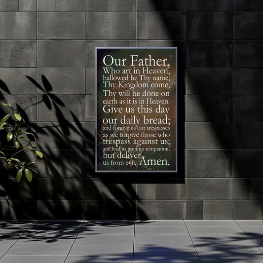 The Lord's Prayer Christian Text Vintage Travel Poster