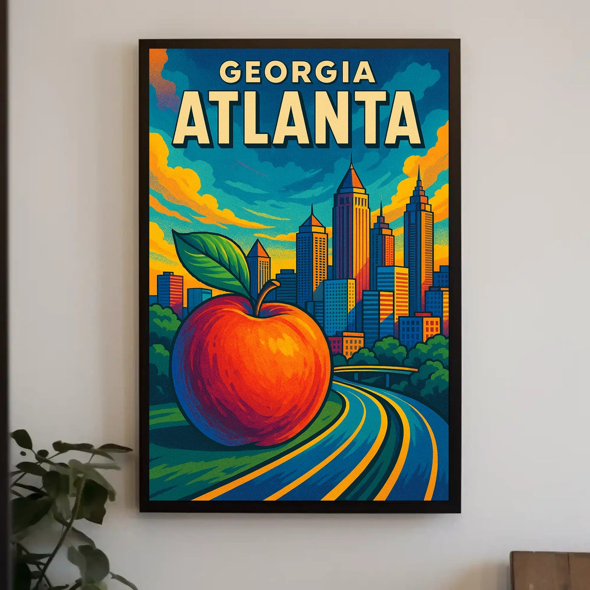 Atlanta Skyline and Peach Poster