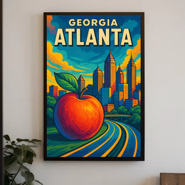 Atlanta Skyline and Peach Poster