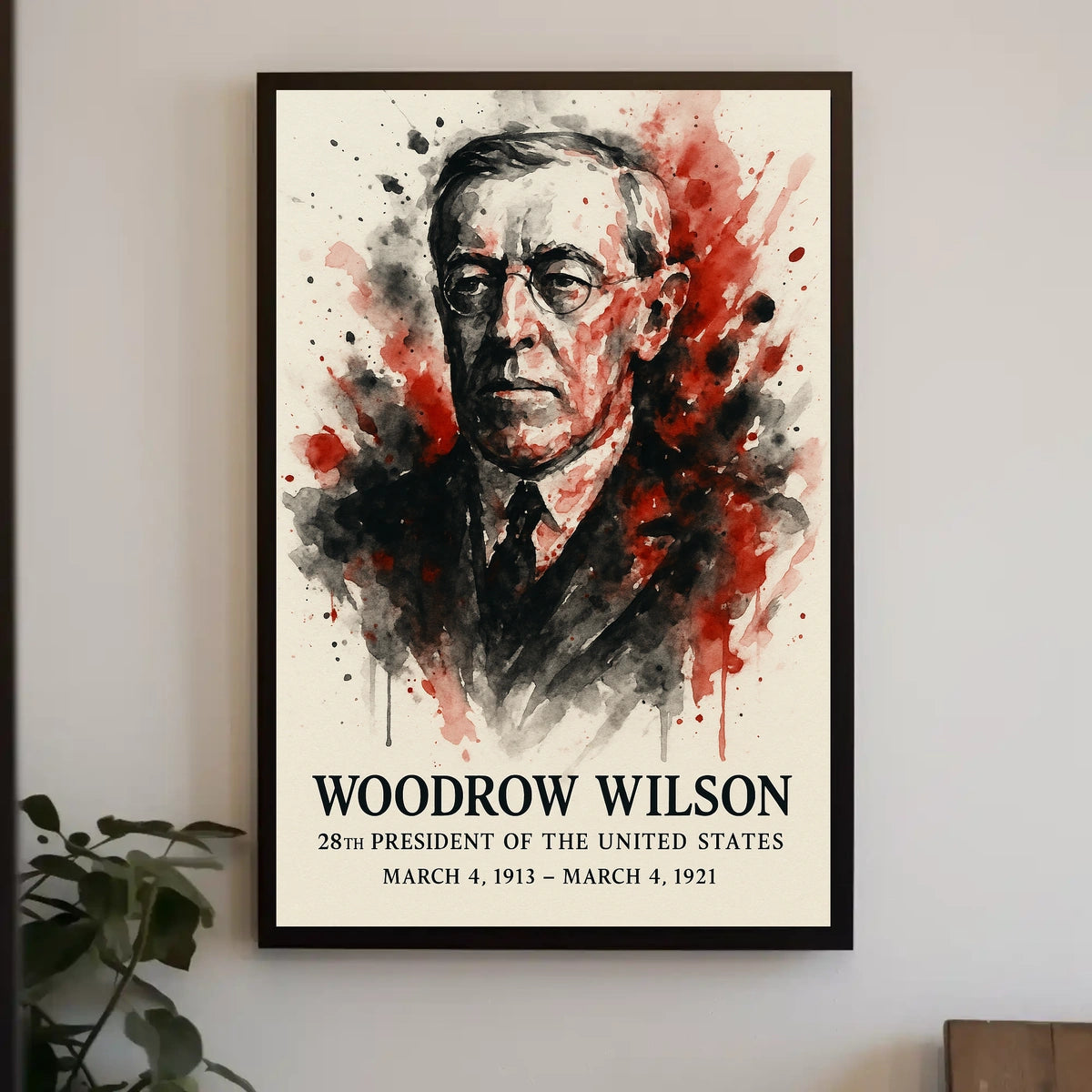 Woodrow Wilson Watercolor Illustration Historical or Presidential Poster