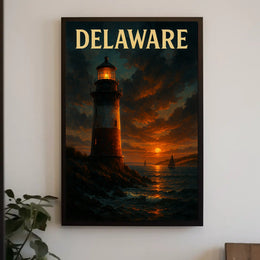 Delaware Lighthouse At Sunset Poster