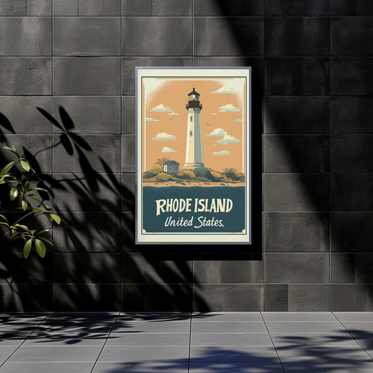 Rhode Island Lighthouse Vintage Poster