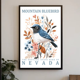 Mountain Bluebird Nevada State Bird Art Poster