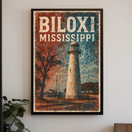 Biloxi Lighthouse Coastal Decor Photography Realism Poster
