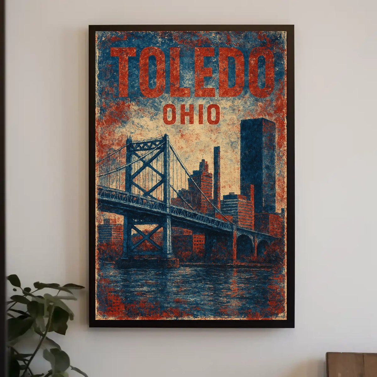 Toledo Ohio Vintage Cityscape Bridge Retro Typography Heritage Urban Pride Timeless Classic Poster