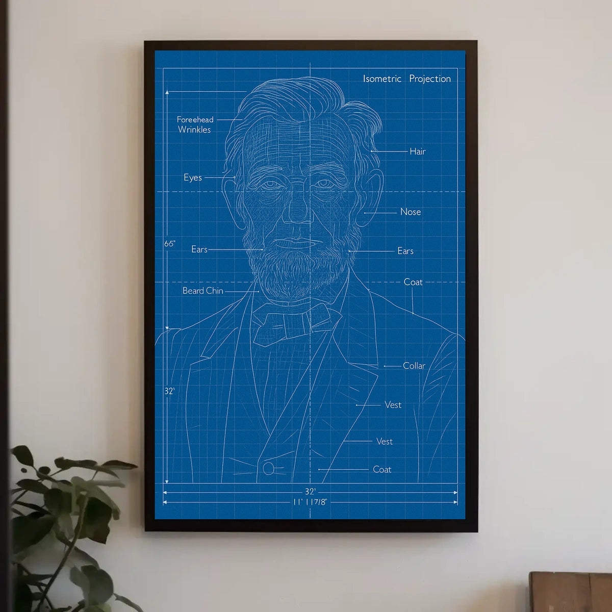 Isometric Projection Blueprint Poster