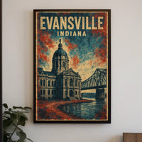 Evansville Indiana Scenic Cityscape Nostalgic Poster