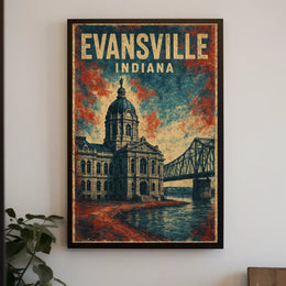 Evansville Indiana Scenic Cityscape Nostalgic Poster