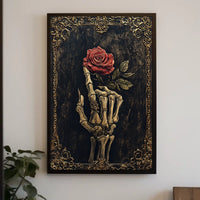 Skeletal Hand with Rose Gothic Vintage Art Poster