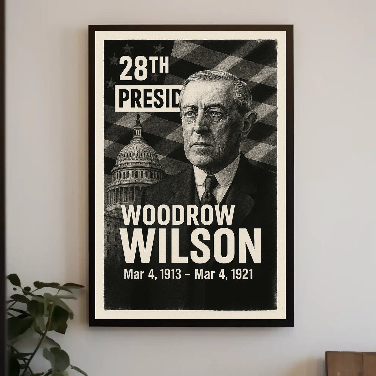 Woodrow Wilson 28th President of the United States Digital Montaje Poster