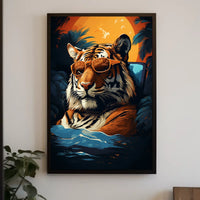 Tiger in Tropical Paradise Wall Art - Animal Poster