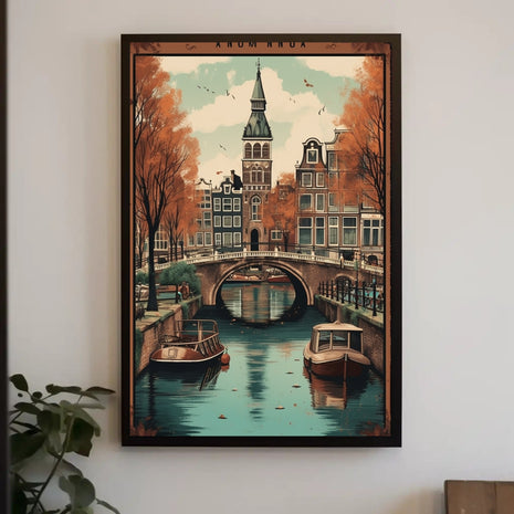Serene Amsterdam Canal Autumn Cityscape Urban or Cityscape Poster