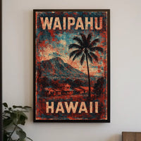 Waipahu Hawaii Vintage Art Deco Travel Collectors Poster