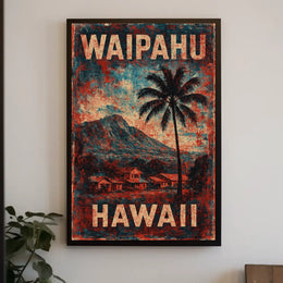 Waipahu Hawaii Vintage Art Deco Travel Collectors Poster
