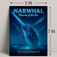 Mystical Narwhal Night Fantasy or Mythology Poster
